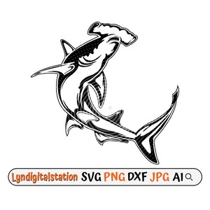 Cabeça de martelo tubarão Svg | Clipart de tubarão | Arquivo de corte do assassino marinho | Estêncil Predador do Oceano | Design de camiseta com cabeça de martelo | Tubarão Dxf | Peixe PNG