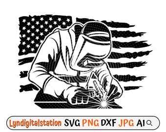 US Welder Svg | Welding Clipart | Iron Repairman Cut File | Welder Dad Gift Idea  Shirt Design | Skilled Work Stencil | Torch Rod Dxf | Png