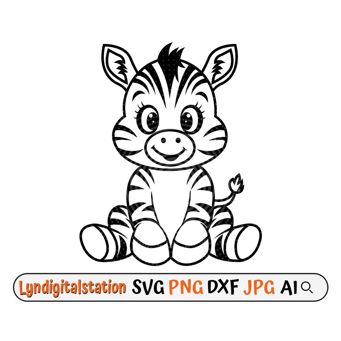 Cute Baby Zebra Svg Baby Animal Clipart Jungle Cut File - Etsy