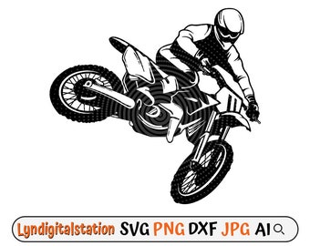 Motocross SVG | Off Road Motorrad Rennen Clipart | Dirt Bike Datei | Rennsport Schablone | Motocross Fahrer T-Shirt Design | Dxf | Png