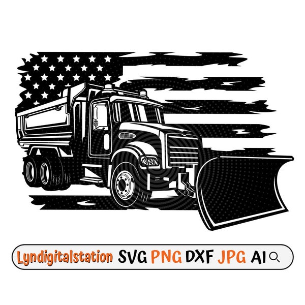 US Snow Truck Svg | Snowplow Clipart | Winter Vehicle Cut File | Snow Removal Vehicle Stencil | Winter Season shirt Design | Truck Dxf | Png