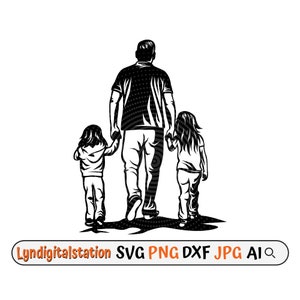 Vater & Töchter SVG | Dad Life Clipart | Papa mit 2 Töchtern Cut File | Daddy's Girls Schablone | Vatertag T-Shirt Design | Dxf | Png
