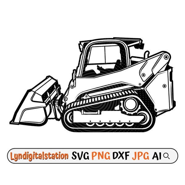 Track Skid Steer Svg | Construction Vehicle Clipart | Heavy Equipment Cut File | Skid Steer Stencil | Track Loader Tshirt Design | Dxf | Png