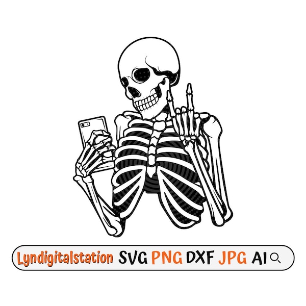 Selfie Skull Svg | Selfie Skeleton Rock&Roll Clipart | Skull Mirror Selfie Cut File | Dead Selfie Stencil | Horror Tshirt Design | Dxf | Png