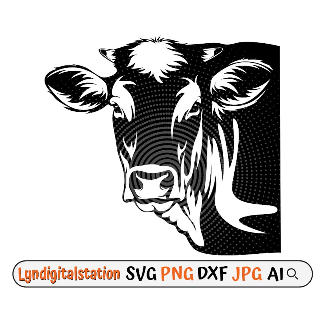 Cow Head Svg | Cattle Clipart | Domestic Animal Cut File | Bull Stencil ...
