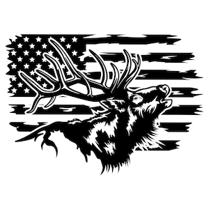 US_ELK Svg | Stag Clipart | Hart Cut File | Moose Stencil | Elk Deer Family Hunter shirt Design | Antler Hunter Dxf | US Outdoor Hunting Png