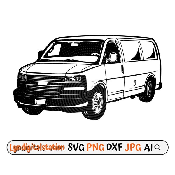 Cargo Van Svg | Delivery Vehicle Clipart | Large Transport Vehicle Cut File | Shipping Truck Stencil | Van Owner T-shirt Design | Dxf | Png