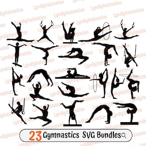 23 Gymnastics Bundles Svg | Gymnast Clipart | Stretching Cut File | Sport Stencil | Rhythmic Gymnastics shirt Design | Flexibility Dxf | Png