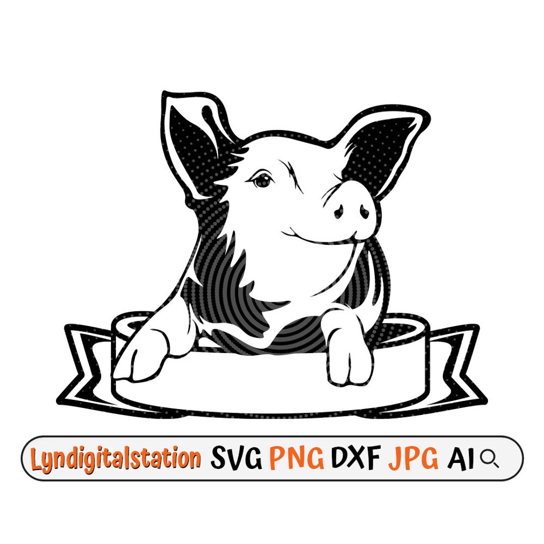 Peeking Pig Svg Pig Clipart Farm Animal Cut File Cute Pig Stencil Farm