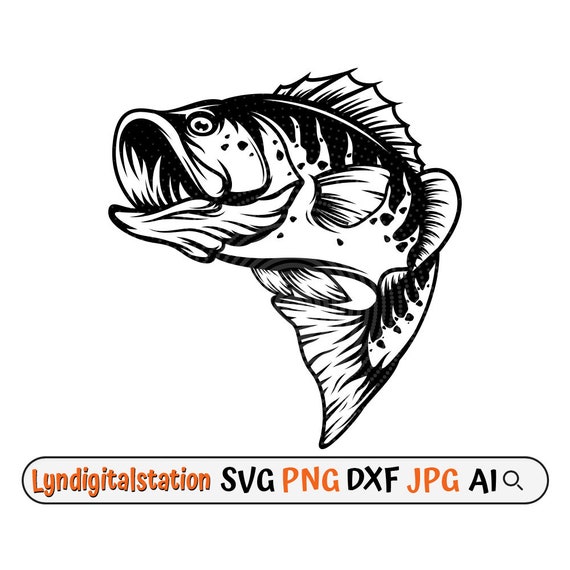 Grouper Fish Svg | Salt Water Fishing Clipart | Sea Angling Cut File |  Angler Dad Gift Idea Stencil | Fisherman T-shirt Design | Dxf | Png