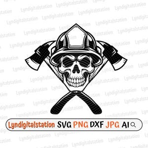 Firefighter Skull Svg | Skull Clipart | Firefighter Apparatus Cut File | Firefighter Ax Stencil | Gear shirt Design | Helmet Dxf | Png