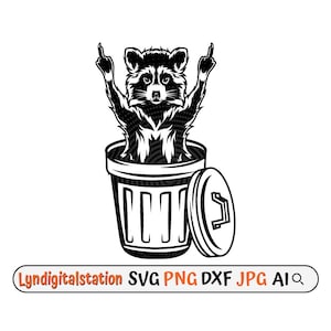 Raccoon Fuckin Svg | Raccoon in Trash Bin Clipart | Middle Finger Cut File | Wild Life Stencil | Scavenger Animal T-shirt Design | Dxf | Png
