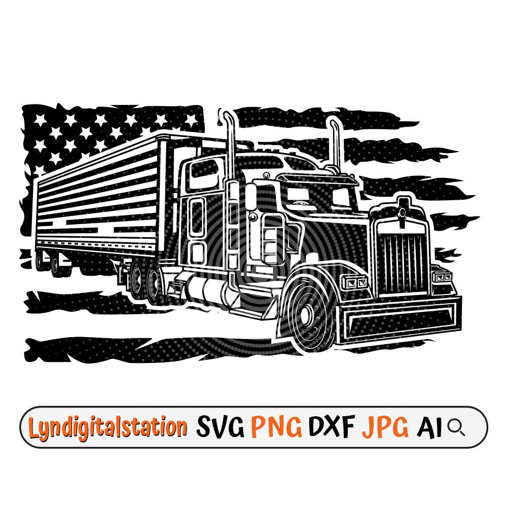 US Semi Truck Svg Truck Clipart Truck Driver Cut File 18 Wheeler ...