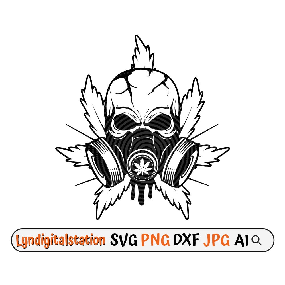 Gas Mask Weed Svg Gas Mask Weed Skull Clipart Smoking Etsy UK