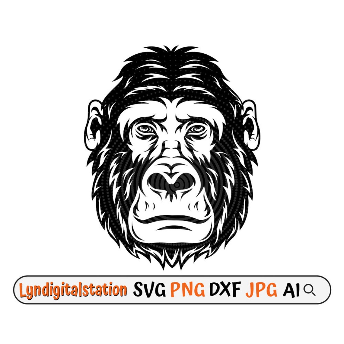 Ape Svg | Monkey Face Clipart | Gorilla Cut File | Ape Head Stencil ...