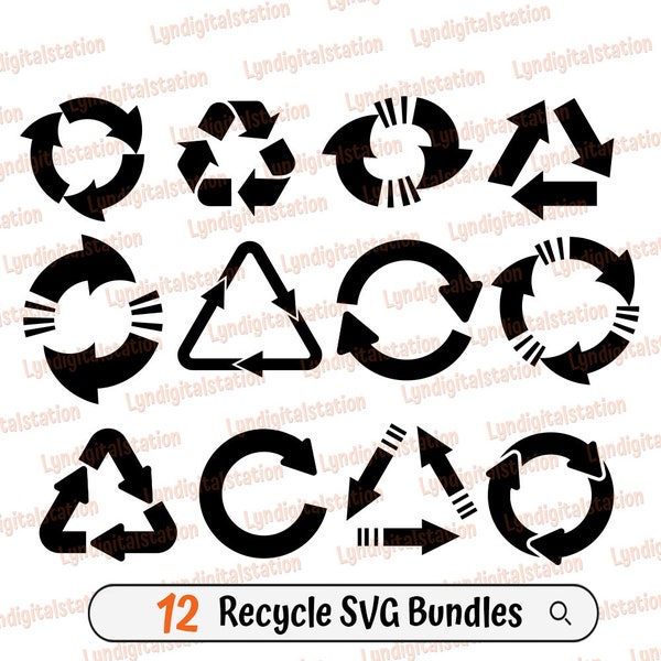 Recycle Bundles Svg | Reuse Clipart | Recycle Bin Cut File | Recycling Stencil |  Recycle Icon T-shirt Design | Zero Waste Dxf | Png