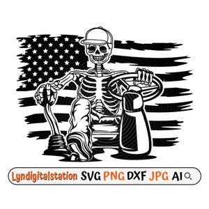 US Skeleton Driver Svg | Driver with Cap Clipart | Skull Driver Cut File | Skilled Driver Stencil | Trucker Dad T-shirt Design | Dxf | Png