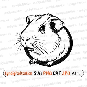 Guinea Pig Svg | Rodent Clipart | Cavey Cut File | Domesticated Animal Stencil | Fury Animal T-shirt Design | Cute Guinea Pig Dxf | Png