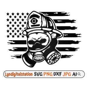 US Skull Head Svg | Skull Gas Mask Clipart | Firefighter Breathing Apparatus Cut File | Gas Mask Stencil | Gear T-shirt Design | Dxf | Png