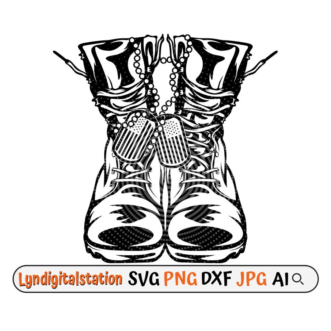military-boots-svg-combat-boots-clipart-veteran-cut-file-army-stencil-soldier-t-shirt-design-military-tags-dxf-military-gear-png-etsy