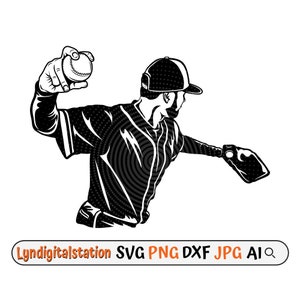 Baseball Pitcher Svg | Baseball Player Clipart | Baseball Game Cut File | Bat & Ball Sport Stencil | Baseball Team Tshirt Design | Dxf | Png