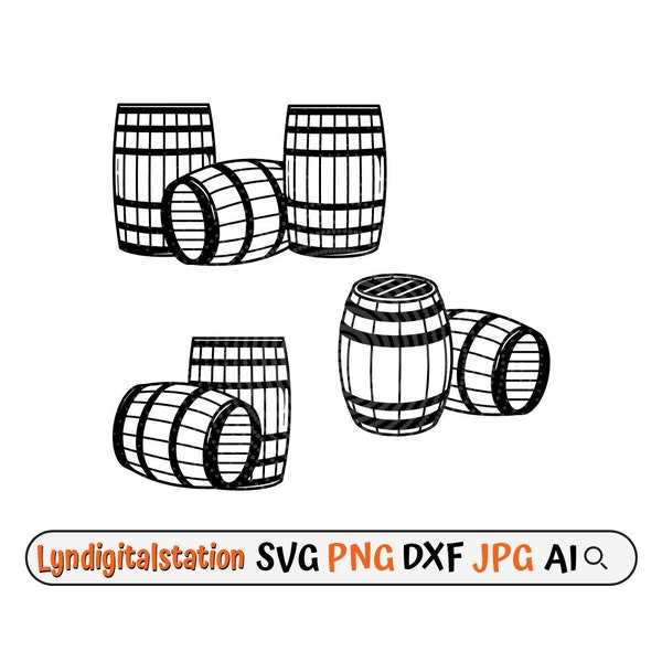 Drums Svg | Barrel Clipart | Cylindrical Container Cut File | Beer Drum Stencil | Wine Barrel T-shirt Design | Wooden Staves  Dxf | Cask Png