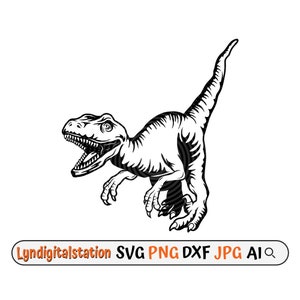 Raptor Dinosaur Svg | Raptor Clipart | Dino Cut File | Carnivorous Stencil | Velociraptor T-shirt Design | Pre-Historic  Animal Dxf | Png