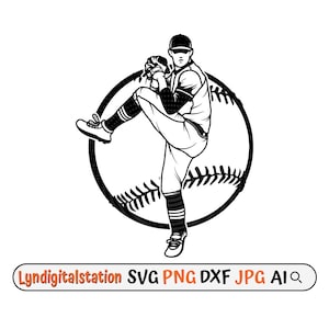 Baseball Player Svg | Baseball Game Clipart | Hitter Cut File | Baseball Sport Stencil | Baseball Team T-shirt Design | Pitcher  Dxf | Png