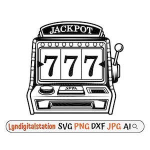 Gokautomaat Svg | Gelukkige Triple Seven Clipart | Casino Cut-bestand | Jackpotspelsjabloon | Gokken T-shirt Ontwerp | Jackpotwinnaar Dxf | png