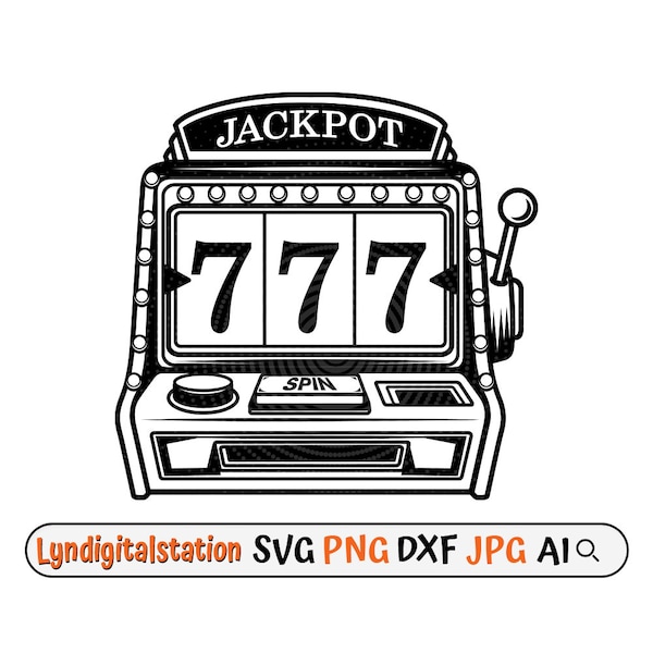 Slot Machine Svg | Lucky Triple Seven Clipart | Casino Cut File | Jackpot Game Stencil | Gambling T-shirt Design | Jackpot Winner Dxf | Png