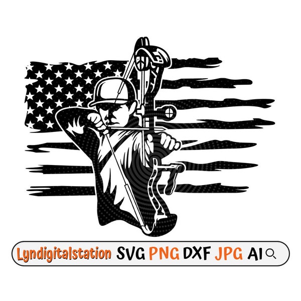 US Bow Hunting Svg | Outdoor Hunting Clipart | Hunter Cut File | Archery Stencil | Bow & Arrow T-shirt Design | Hunter Dxf | Bow Hunter Png