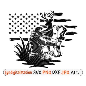 US Bow Hunting Svg | Outdoor Hunting Clipart | Hunter Dad Cut File | Hunting Stencil | Bow & Arrow shirt Design | Hunter life Dxf | Hunt PNG