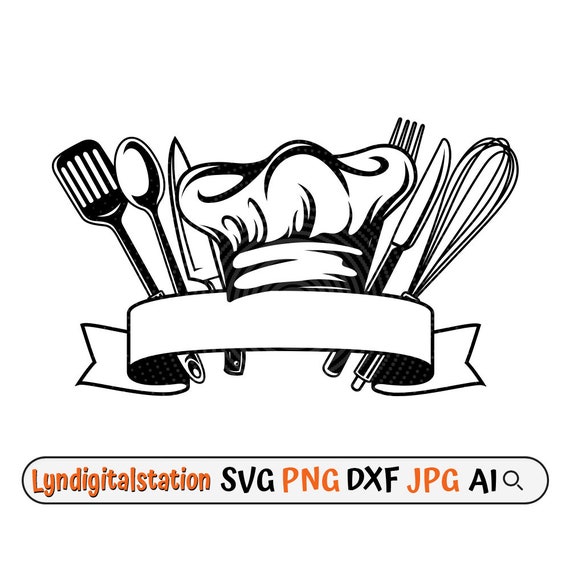 Chef Tools Svg Restaurant Clipart Cooking Utensils Cut File Chef Stencil  Food Owner T-shirt Design Cook Dxf Kitchen Tools Png (Instant Download) 