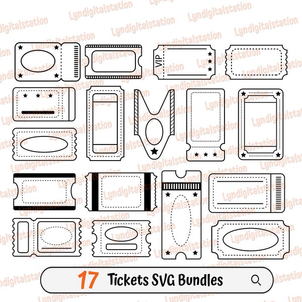 Ticket Bundles Svg | Cinema Ticket Clipart | Coupon Cut File | Movie Ticket Stencil | Concern Ticket T-shirt Design | Ticketing Dxf | Png