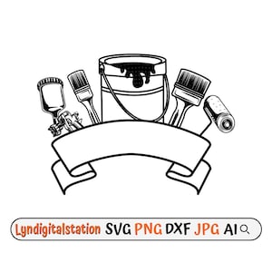 Painter Tools Svg | Paint Brush & Roller Clipart | Painting Cut File | Bucket Stencil | Painter Dad Gift Idea T-shirt Design | Dxf | Png