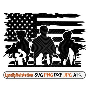 US Soldier Svg | Three Soldiers Clipart | Army Cut File | American Military Stencil | Army Tshirt Design | Veteran Soldier Dxf | Marines Png
