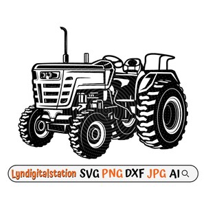 Puede incluir: Ilustración en blanco y negro de un tractor con neumáticos grandes. El tractor tiene un diseño detallado con una parrilla y un tubo de escape grande.