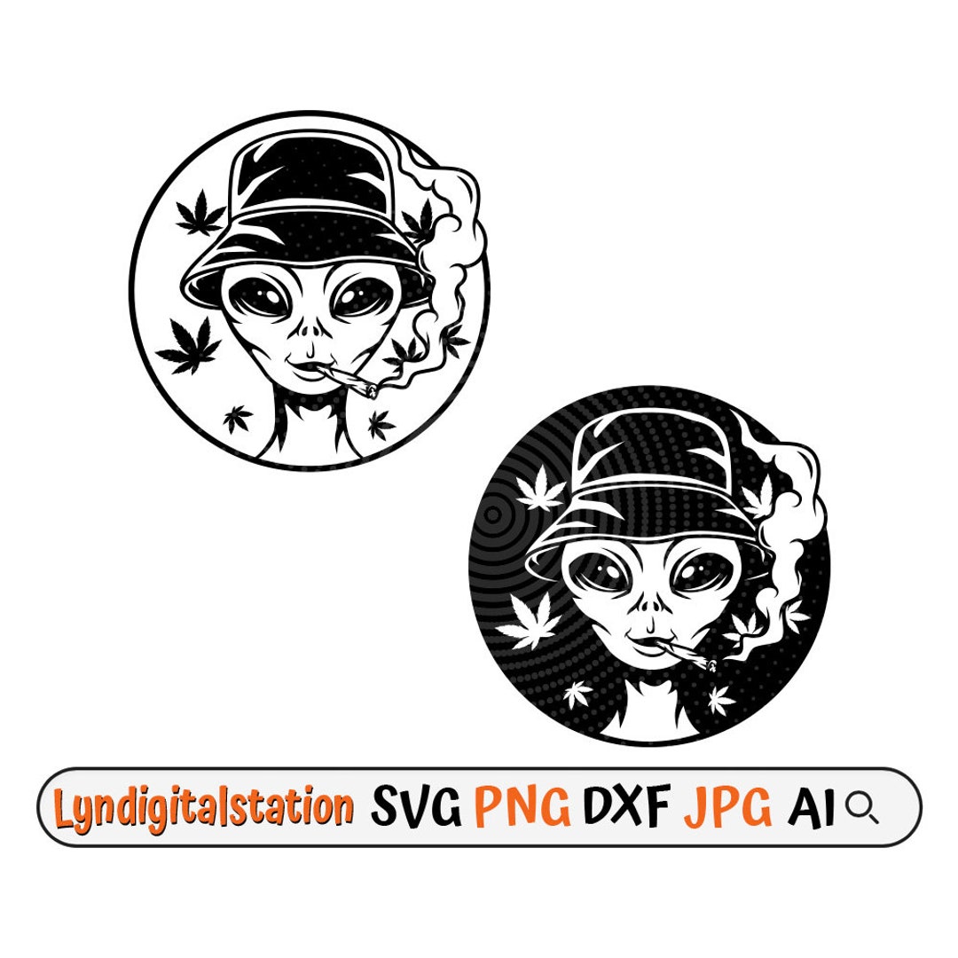 Alien Smoking Weed Svg | Two Extraterrestrial Clipart | Smoking Joint ...