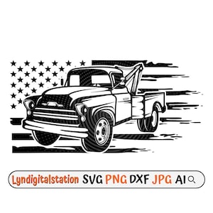 US Vintage Tow Truck Svg | Towing Service Clipart | Tow Truck Cut File | Truck Driver Shirt Design | Tow Vehicle Stencil | Towing Dxf | Png