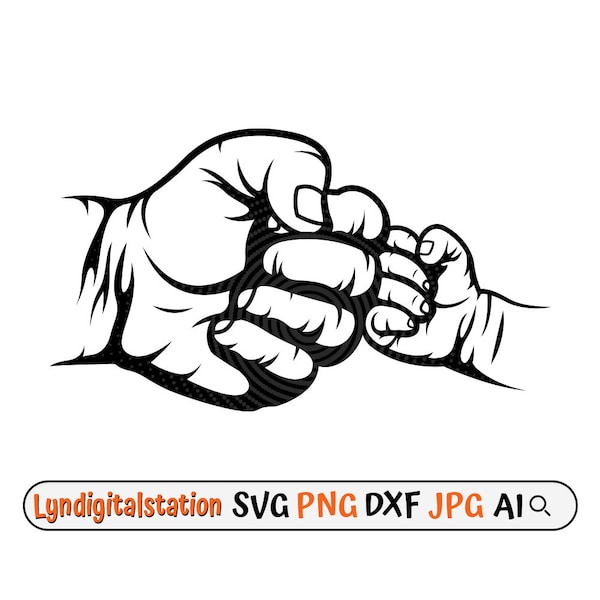 Dad and Son Fist Bump Svg | Like Father Like Son Clipart | Dad & Child Fist Cut File | Dad Stencil | Father's Day T-shirt Design | Dxf | Png