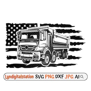 US Common Dump Truck Svg |Equipment Clipart |Operator Cut File |US Trucker Stencil |Construction T-shirt Design | US Flag Dxf |USDumper Png