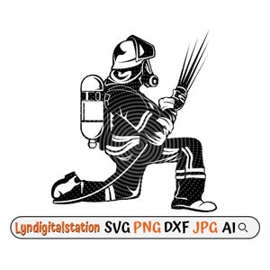 Fire fighter Svg | Fireman Gift Idea Clipart | Firefighter Cut File | Fire Officer Stencil | Fire Dept. T-shirt Design |Fire Badge Dxf | Png