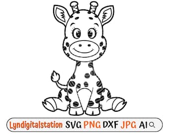 Söt giraff Svg, giraff png, giraffstencil, giraff clipart, giraff vilda djur svg, zoodjur svg, digitala nedladdningar