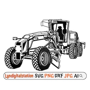Grader Svg | Grader Equipment Clipart | Grader Driver Cut File | Operator Stencil | Construction T-shirt Design |Contractor Dxf |Machine PNG