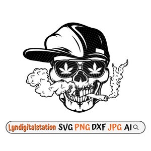 Totenkopf Smoking Weed | Totenkopf Kush Life Clipart | Smoking Joint Cut File | Totenkopf Cannabis Schablone | Stein Mom Tshirt Design | 420 Dxf | Png