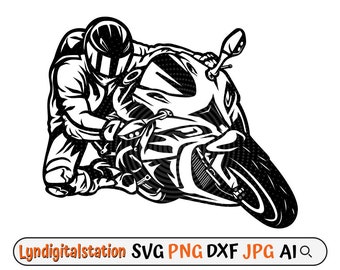 Sport Biker SVG | Off Road Motorrad Rennen Clipart | Dirt Bike Datei | Rennsport Schablone | Motocross Fahrer Shirt Motiv | Dxf | Png