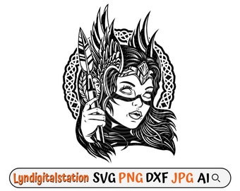 Svg Odin | Clipart | Fichier de coupe de Dieu Viking | Pochoir du dieu nordique de la sagesse | Design de T-shirt Mythologie Nordique | Valkyrie Guerrier Viking Dxf | PNG