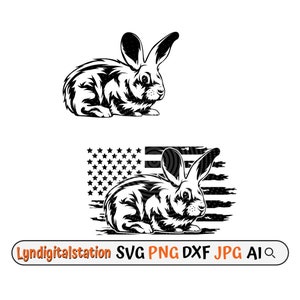 Bunny Svg |Easter Bunny Clipart | Rabbit Cut File | USA Flag Stencil | Happy Easter T-shirt Design | Spring Rabbit Dxf | Cute Bunnies Png