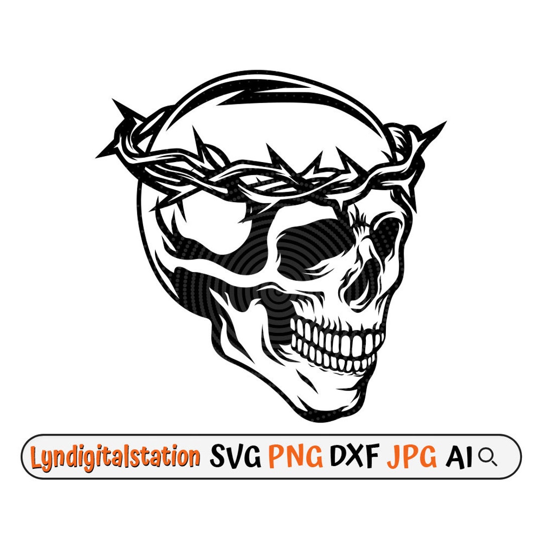 Crown Thorn Skull Svg Crown of Thorn Clipart Jesus Thorn Crown Cut File Horror Stencil Halloween