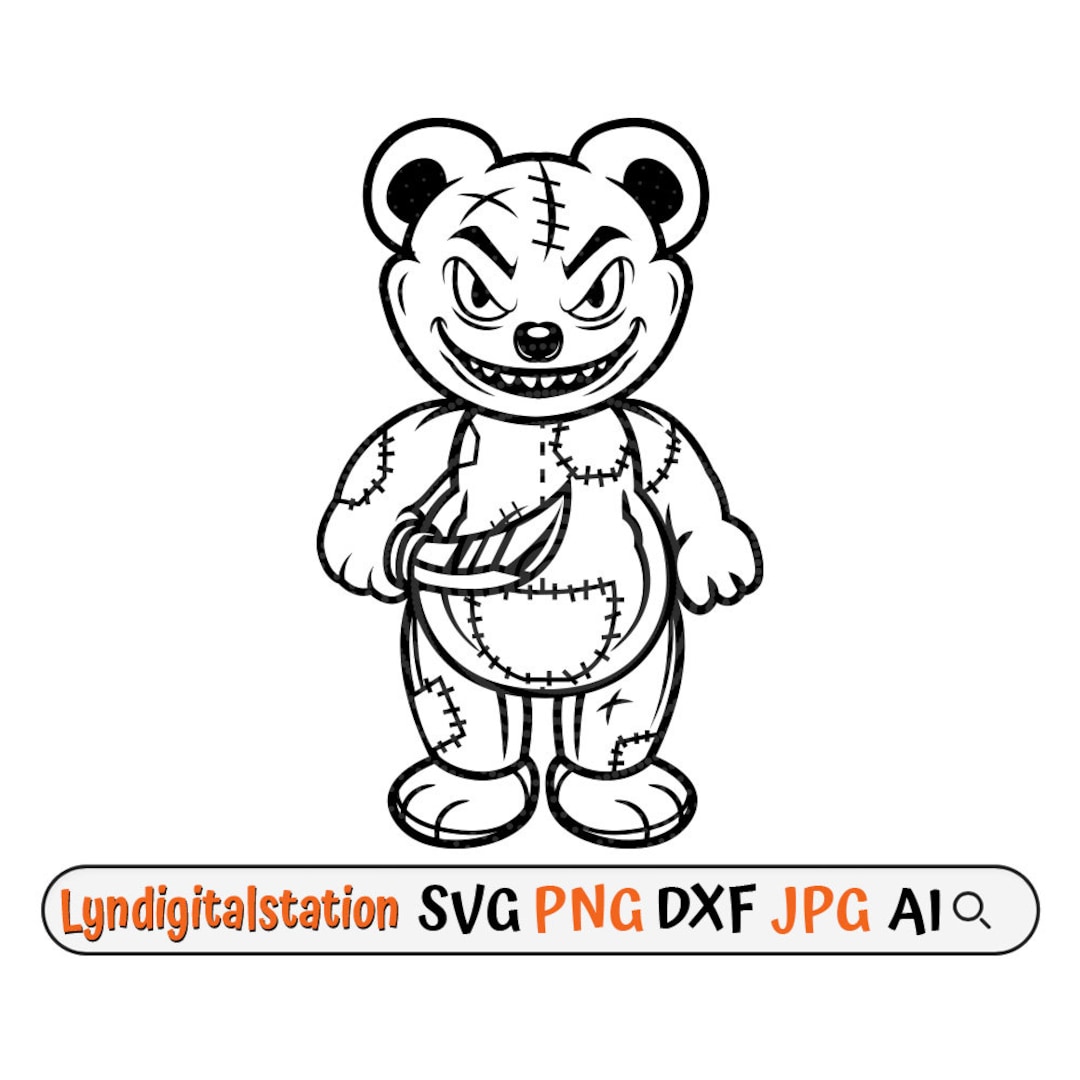 Killer Teddy With Knife Svg | Killer Bear Clipart | Scary